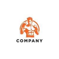 AI generated Muscular Boxer logo with boxing ring background - boxing emblem, logo design, illustration on white background vector
