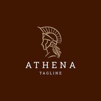 AI generated Athena line art logo icon design template vector