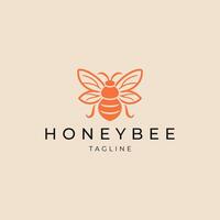 AI generated Honey bee line art logo icon design template vector