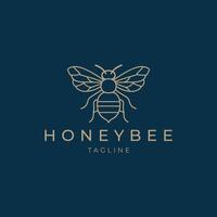 AI generated Honey bee line art logo icon design template vector