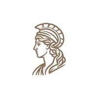 AI generated Athena line art logo icon design template vector