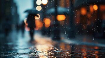 AI generated Rainy Evening Commute in City Lights photo
