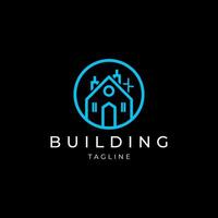 AI generated Building line art logo icon design template vector