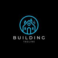 AI generated Building line art logo icon design template vector