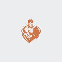 AI generated Muscular Boxer logo with boxing ring background - boxing emblem, logo design, illustration on white background vector