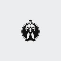 AI generated Muscular Boxer logo with boxing ring background - boxing emblem, logo design, illustration on white background vector