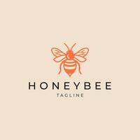 AI generated Honey bee line art logo icon design template vector