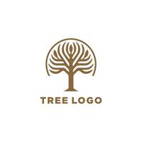 AI generated Tree logo icon template design. Garden plant natural line symbol. Green branch with leaves business sign. Vector illustration.