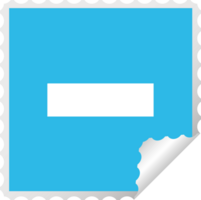 fyrkantig peeling klistermärke tecknad minus symbol png