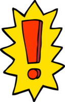 point d'exclamation de dessin animé de style doodle dessiné à la main png