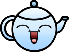 gradient shaded cartoon happy teapot png