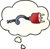 cartoon electrical plug and thought bubble in smooth gradient style png