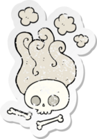 retro distressed sticker of a cartoon skull and bones png