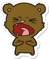 sticker of a angry cartoon bear png