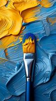 AI generated Abstract Waves of Blue and Yellow for Digital Canvases photo