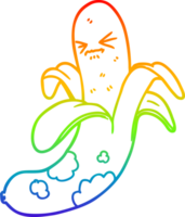 rainbow gradient line drawing cartoon rotten banana png