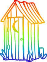 Regenbogengradientenlinie, die traditionelle Außentoilette mit Halbmondfenster zeichnet png
