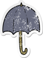 beunruhigter Aufkleber eines Cartoon-Regenschirms png