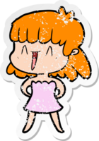 distressed sticker of a cartoon woman png