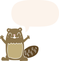 cartoon beaver and speech bubble in retro style png