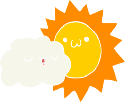 nube y sol de dibujos animados de estilo de color plano png