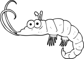 black and white cartoon shrimp png