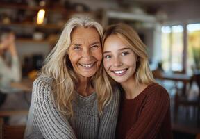 ai generado sonrisas a través de siglos familia abrazo capturado foto