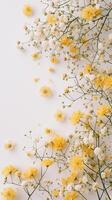 AI generated Gypsophila Glow Yellow Blooms from Above photo