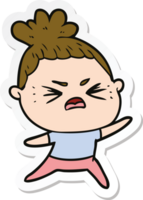 sticker of a cartoon angry woman png