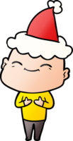 joyeux dessin animé dégradé d'un homme chauve portant un bonnet de noel png