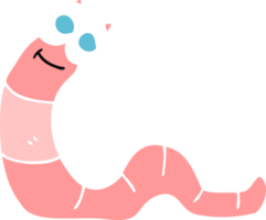 ilustração de cor lisa de um verme de desenho animado png