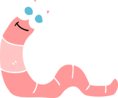 egale kleurenillustratie van een tekenfilmworm png