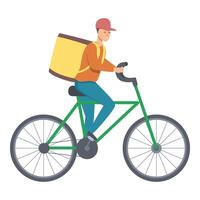 Bicycle courier backpack icon cartoon vector. Vehicle rider vector