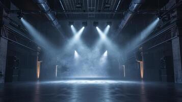 AI generated Empty Stage with Dramatic Lighting in Modern Theater photo
