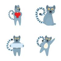 Funny lemur icons set cartoon vector. Animal of madagascar and africa vector