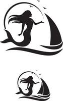 diseño de logotipo de sirena vector
