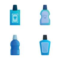 Mouthwash icons set cartoon vector. Mint liquid for rinsing mouth vector