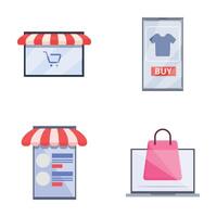 Online shopping icons set cartoon vector. Online store on website or mobile app vector