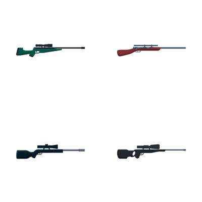 Rifle icons set cartoon vector. Sniper firearm and hunter carbine