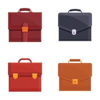Leather briefcase icons set cartoon vector. Various briefcase for document vector