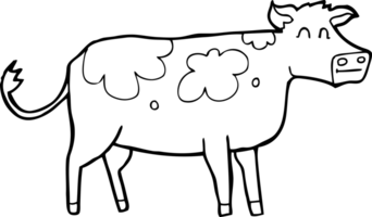 mucca cartone animato in bianco e nero png