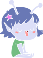 happy alien girl flat color style cartoon laughing png