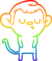 rainbow gradient line drawing cartoon monkey png