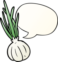 cartoon garlic bulb and speech bubble in smooth gradient style png