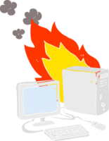 flat color illustration of a cartoon computer png