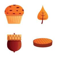 Autumn icons set cartoon vector. Various fall season attribute vector