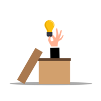 hand reaching out from box with light bulb png