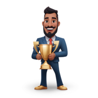 homem de negocios segurando troféu png