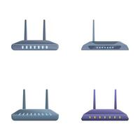 Router icons set cartoon vector. Wireless wi fi router vector