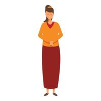 Myanmar happy woman icon cartoon vector. Poster day vector